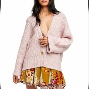 Pink Cotton Candy Free People Knit Cardigan - Molly Cardigan / Cardi